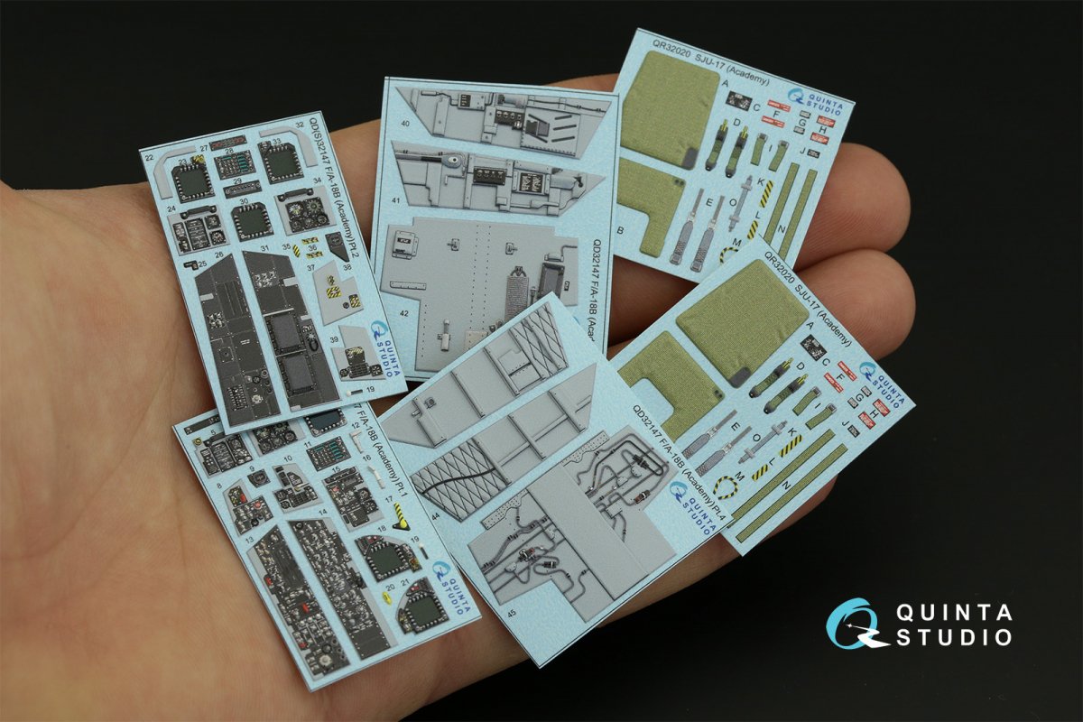 Quinta Studio QD32147 F/A-18B 3D-Printed &amp;amp; colored Interior on decal paper (Academy) 1/32 – image 2