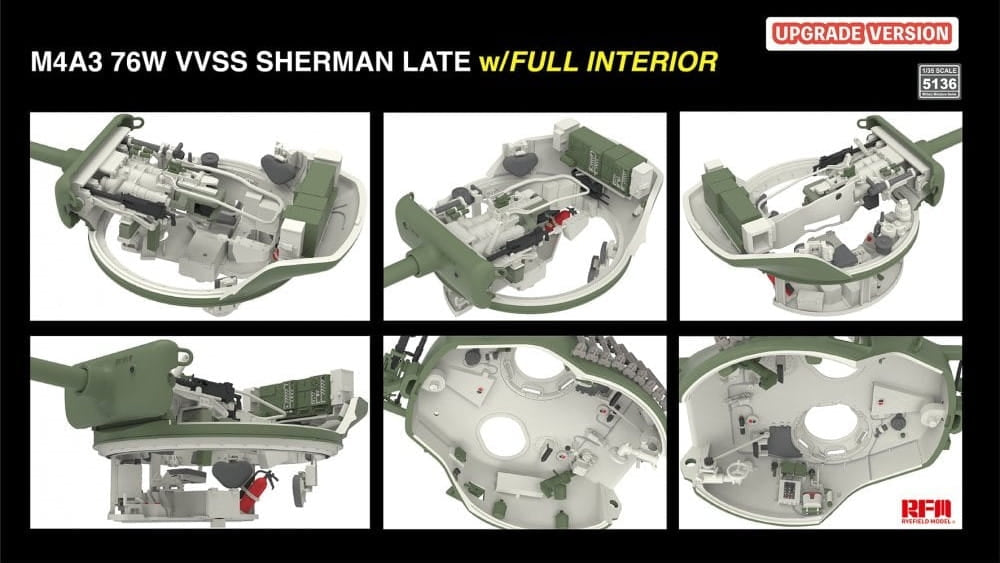 Rye Field Model 5136 M4A3 76W VVSS Sherman Late Upgrade Version Full Interior 1/35 – zdjęcie 7