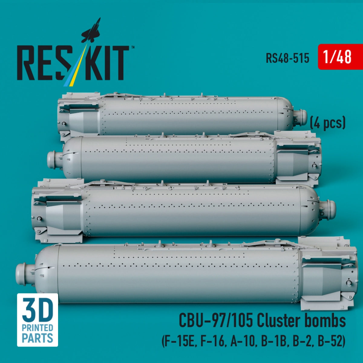 RESKIT RS48-0515 CBU-97/105 cluster bombs (4 pcs) (3D Printed) 1/48 – image 2