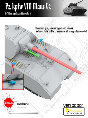 Vespid Models VS720001 Pz.Kpfw. VIII Maus V2 German Super Heavy Tank 1/72 – zdjęcie 4