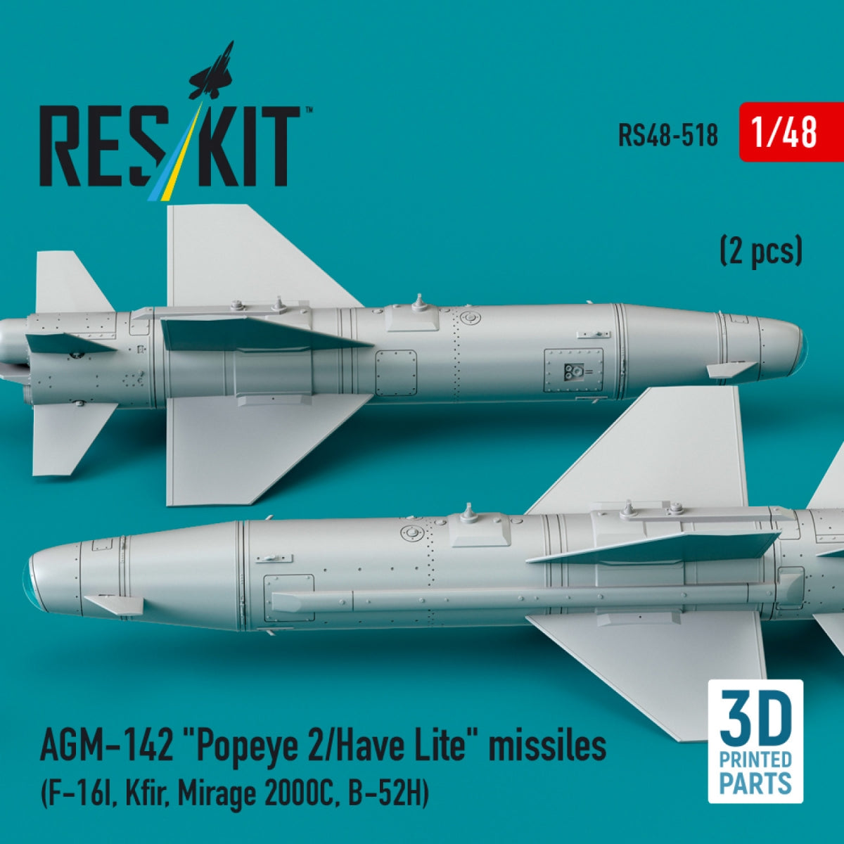RESKIT RS48-0518 AGM-142 &amp;quot;Popeye 2/Have Lite&amp;quot; missiles (2 pcs) (3D Printed) 1/48 – imagen 3