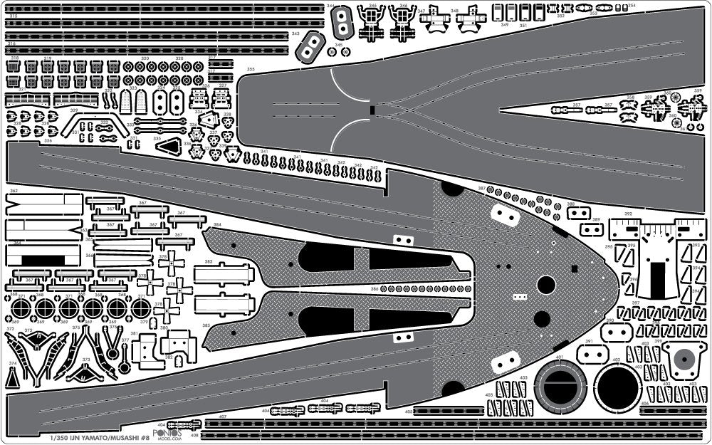 Pontos 37025FN IJN Musashi 1944 Detail up set Advanced Hinoki Tone Deck 1/350 – zdjęcie 12