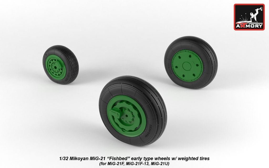 Armory Models AW32009 Mikoyan MiG-21 Fishbed wheels w/ weighted tires, early 1/32 – image 4