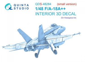 Quinta Studio QDS-48284 F/A-18A++ 3D-Printed &amp;amp; colored Interior on decal paper (Hasegawa) (Small version) 1/48