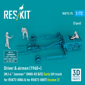 RESKIT RSF72-0075 Driver &amp;amp; airmen (1960+) (3 pcs) (MJ-4 &amp;quot;Jammer&amp;quot; (MHU-83 B/E) Early lift truck for RSK72-0006 &amp;amp; for RSK72-0007) (scene 2) (3D Printed) 1/72 – zdjęcie 3