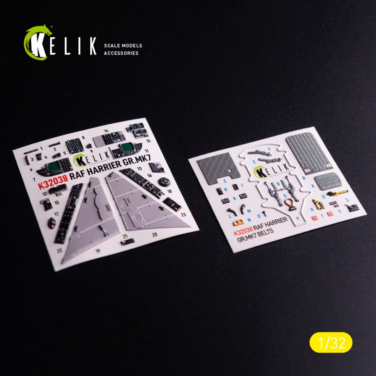 Kelik K32038 GR.MK7 Harrier - interior 3D decals for Trumpeter kit 1/32