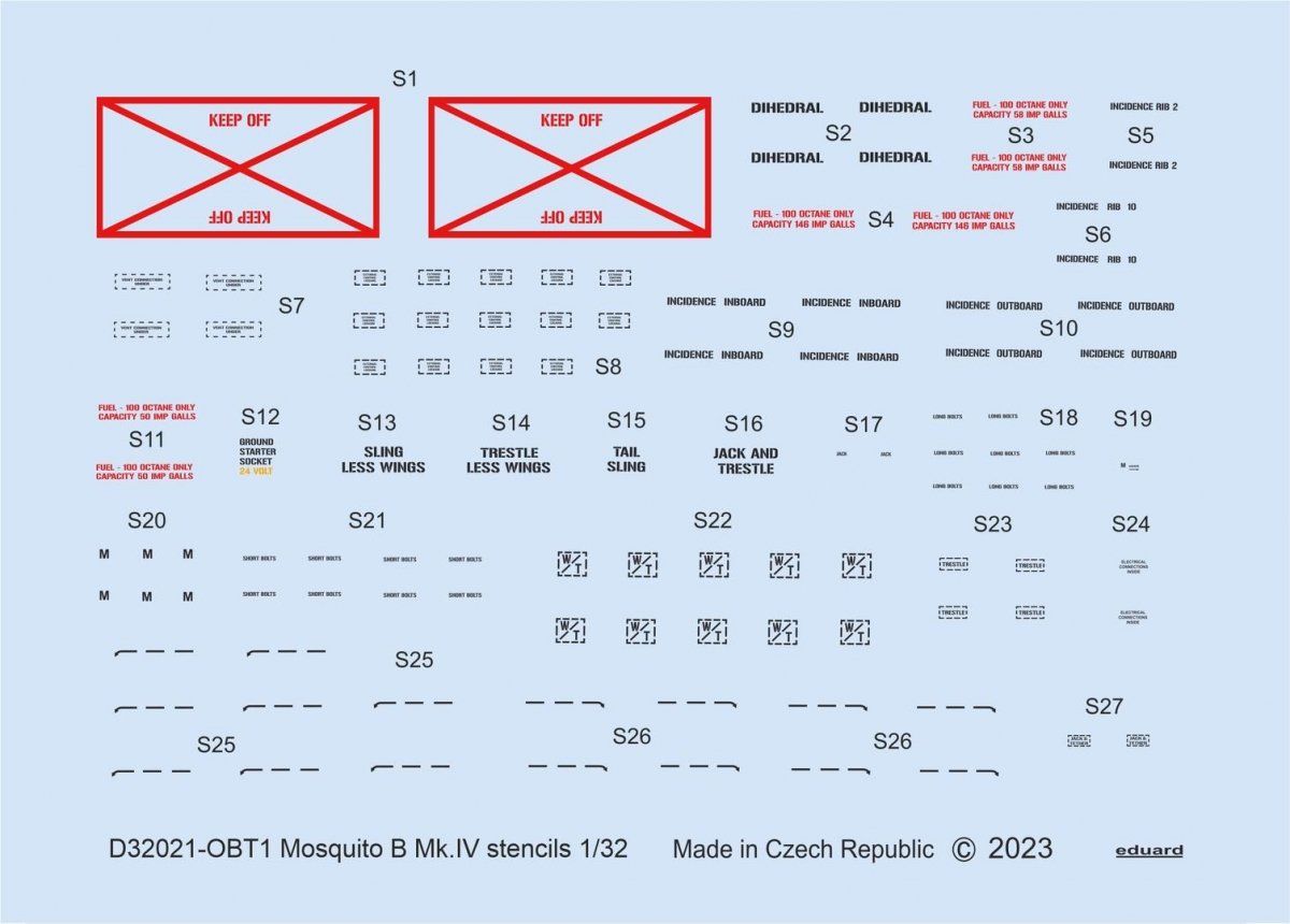 Pochoirs Eduard D32021 Mosquito B Mk. IV HONG KONG MODELS 1/32
