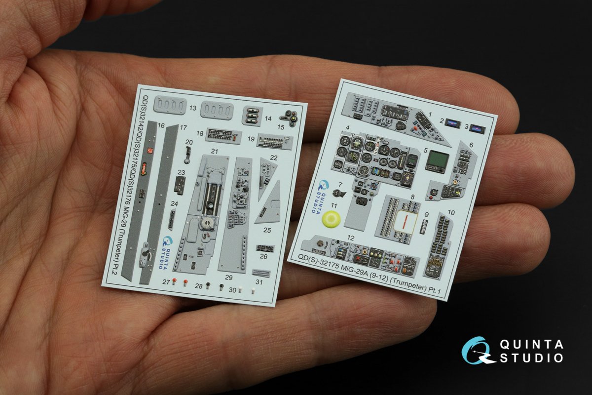 Quinta Studio QDS-32175 MiG-29 9-12 Fulcrum A 3D-Printed &amp;amp; colored Interior on decal paper (Trumpeter) (Small version) 1/32 – image 3