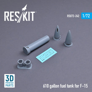 RESKIT RSU72-0242 610 GALLON FUEL TANK FOR F-15 (1 PCS) (3D PRINTED) 1/72 – zdjęcie 2
