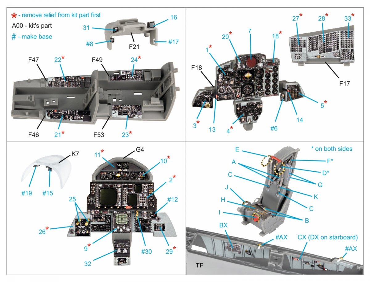 Quinta Studio QD48341 F-4G early 3D-Printed &amp;amp; coloured Interior on decal paper (Meng) 1/48 – zdjęcie 2