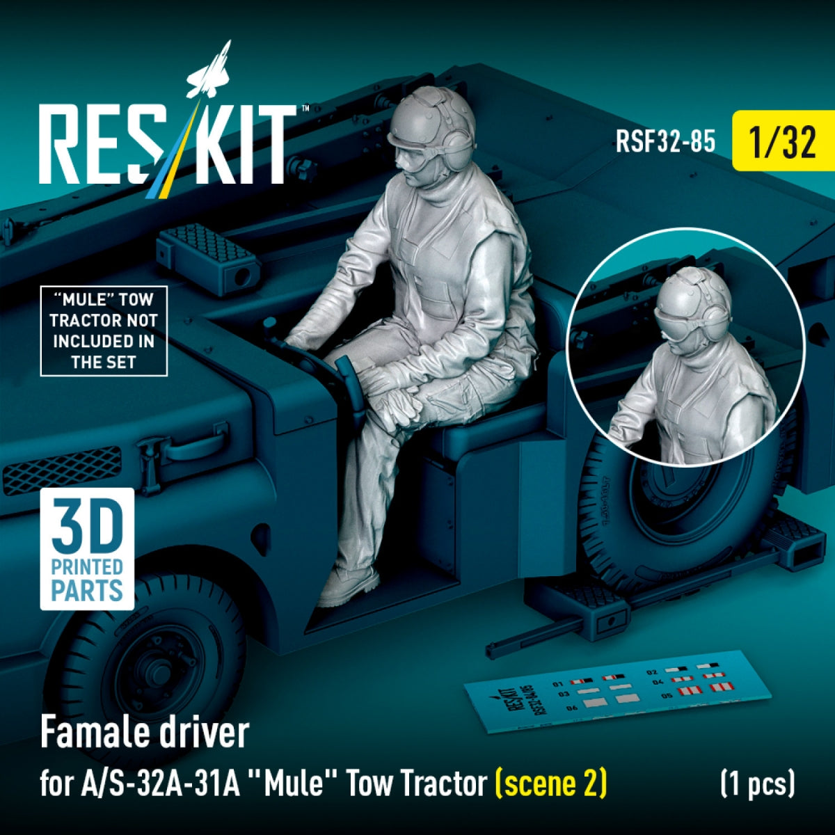 RESKIT RSF32-0085 Female driver for A/S-32A-31A "Mule" Tow Tractor (scene 2) (1 pcs) (3D Printed) 1/32