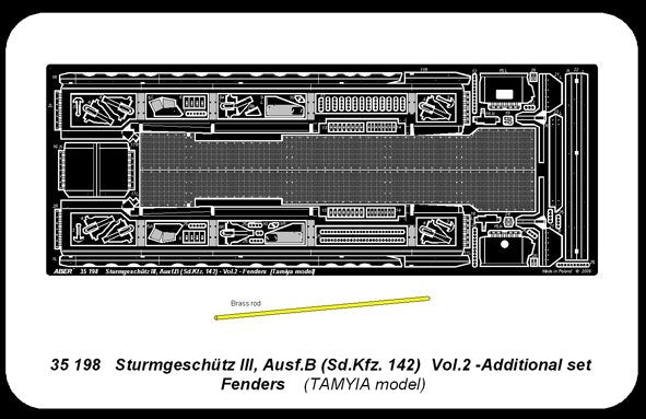 Aber 35198 German anti-tank self proppeled gun Sturmgeschütz III, Ausf.B (Sd.Kfz. 142) - vol. 2 - additional set - fenders 1/35 – zdjęcie 4