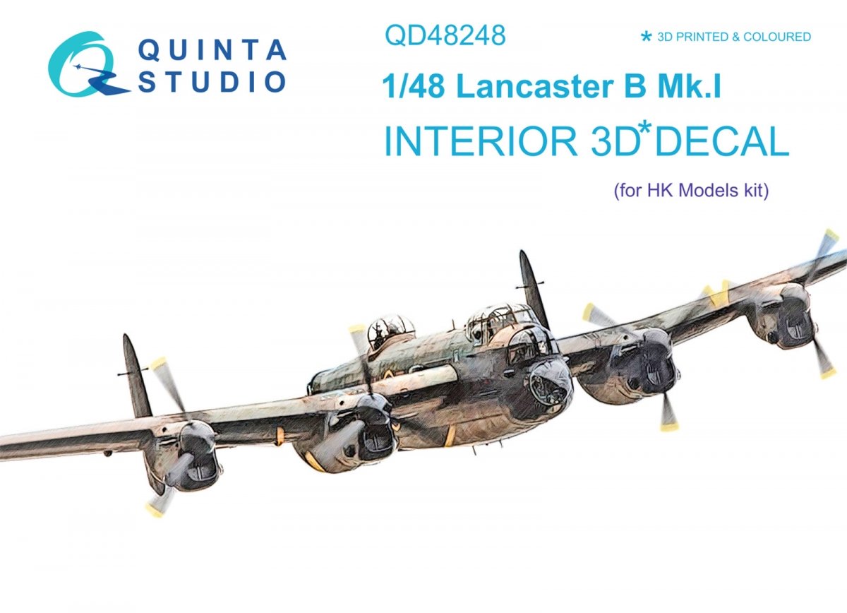 Quinta Studio QD48248 Lancaster B Mk.I 3D-Printed &amp;amp; colored Interior on decal paper (HK Models) 1/48