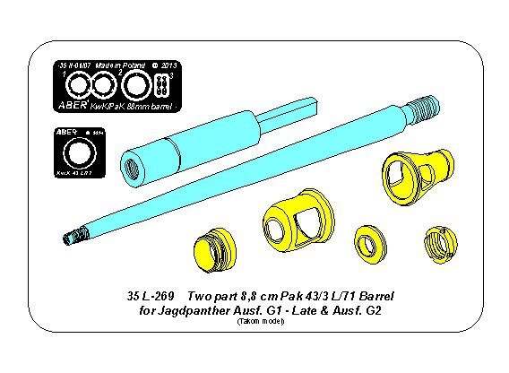 Aber 35L-296 Barrel Pak 43/3 L/71 8.8cm for Jagdpanter G1 late or G2 for Takom 1/35 models – image 3