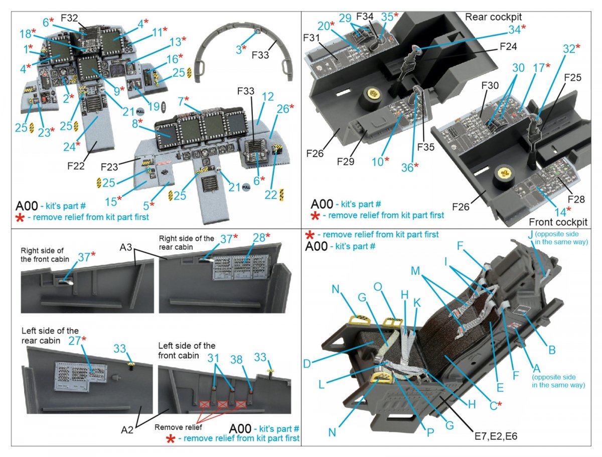 Quinta Studio QD32119 F-15E 3D-Printed &amp;amp; colored Interior on decal paper (Tamiya) 1/32 – image 2