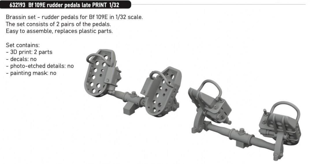Eduard 632193 Bf 109E rudder pedals late PRINT 1/32 – image 4