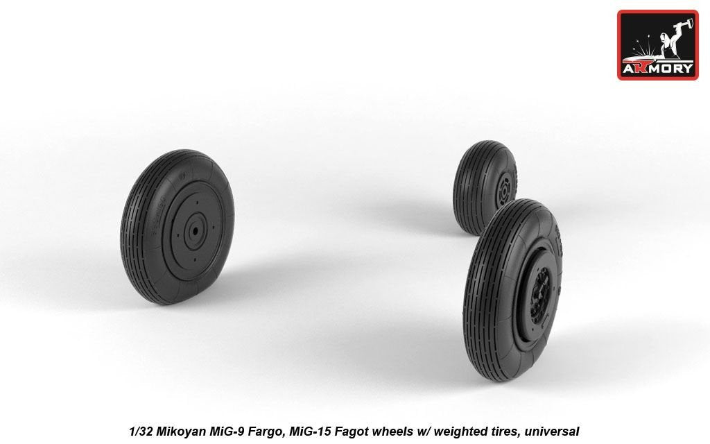Armory Models AW32014 Mikoyan MiG-15bis Fagot (late) / MiG-17 Fresco wheels w/ weighted tires 1/32 – image 5