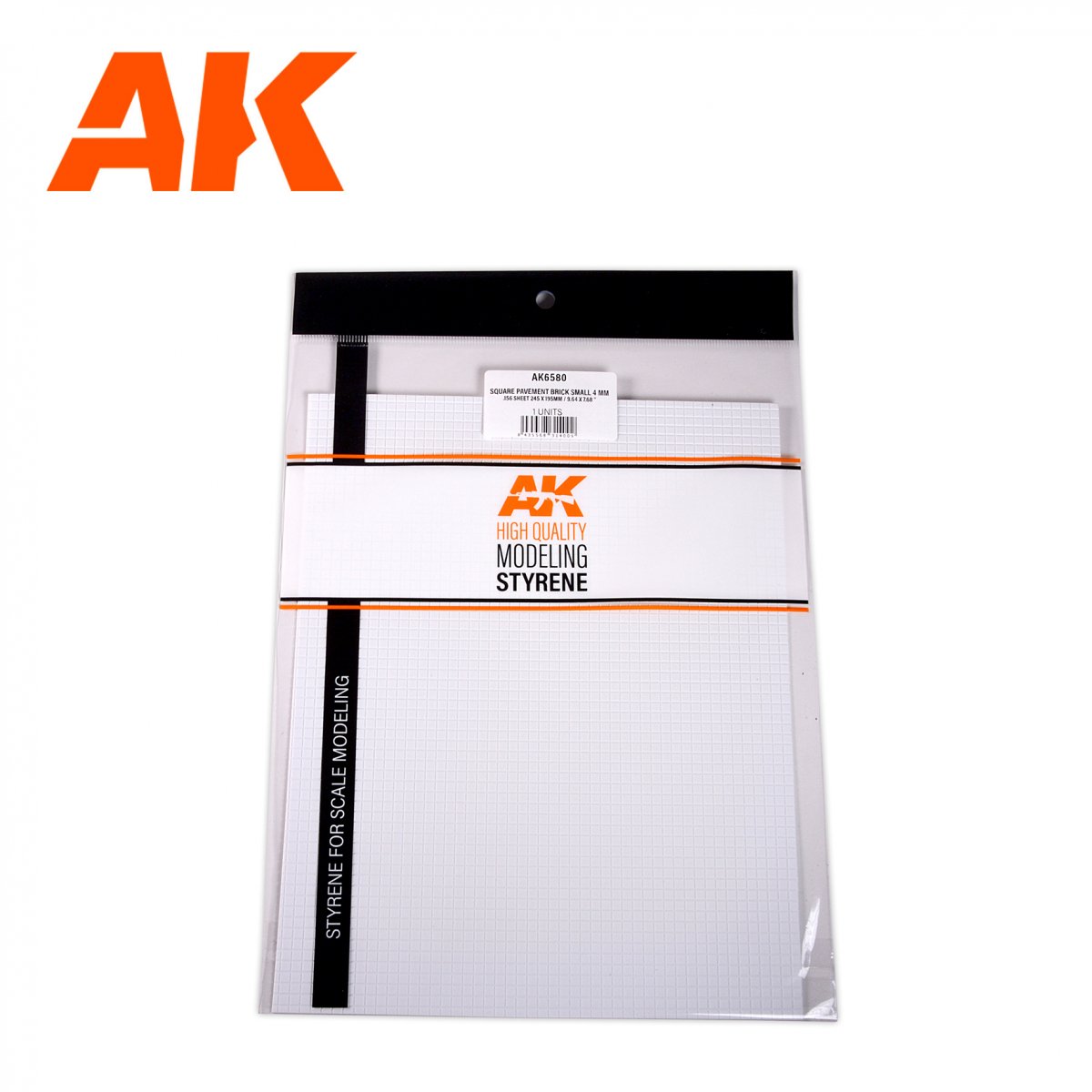 AK Interactive AK6580 SQUARE PAVEMENT BRICK SMALL 4 MM / .156 SHEET 245 X 195MM / 9.64 X 7.68 “ TEXTURED STYRENE SHEET – 1 UNIT – zdjęcie 2