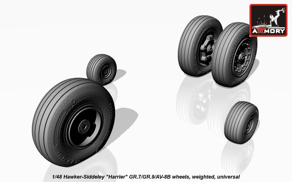 Armory Models AW48405 Hawker-Siddeley Harrier GR.7/GR.9/AV-8B wheels w/ weighted tyres 1/48 – zdjęcie 5