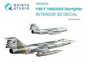 Quinta Studio QD48223 F-104S/ASA 3D-Printed &amp;amp; coloured Interior on decal paper (Kinetic) 1/48