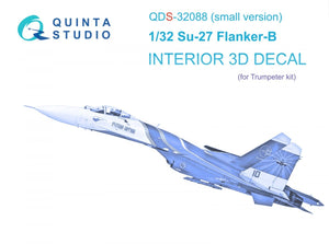 Intérieur imprimé en 3D et coloré sur papier décalcomanie Quinta Studio QDS-32088 Su-27 (Trumpeter) (petite version) 1/32