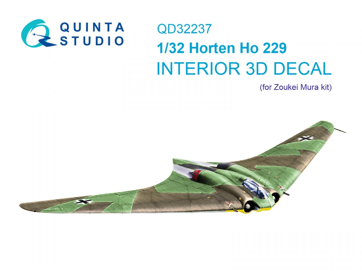 Quinta Studio QD32237 Horten Ho 229 3D-Printed colored Interior on decal paper (Zoukei Mura) 1/32