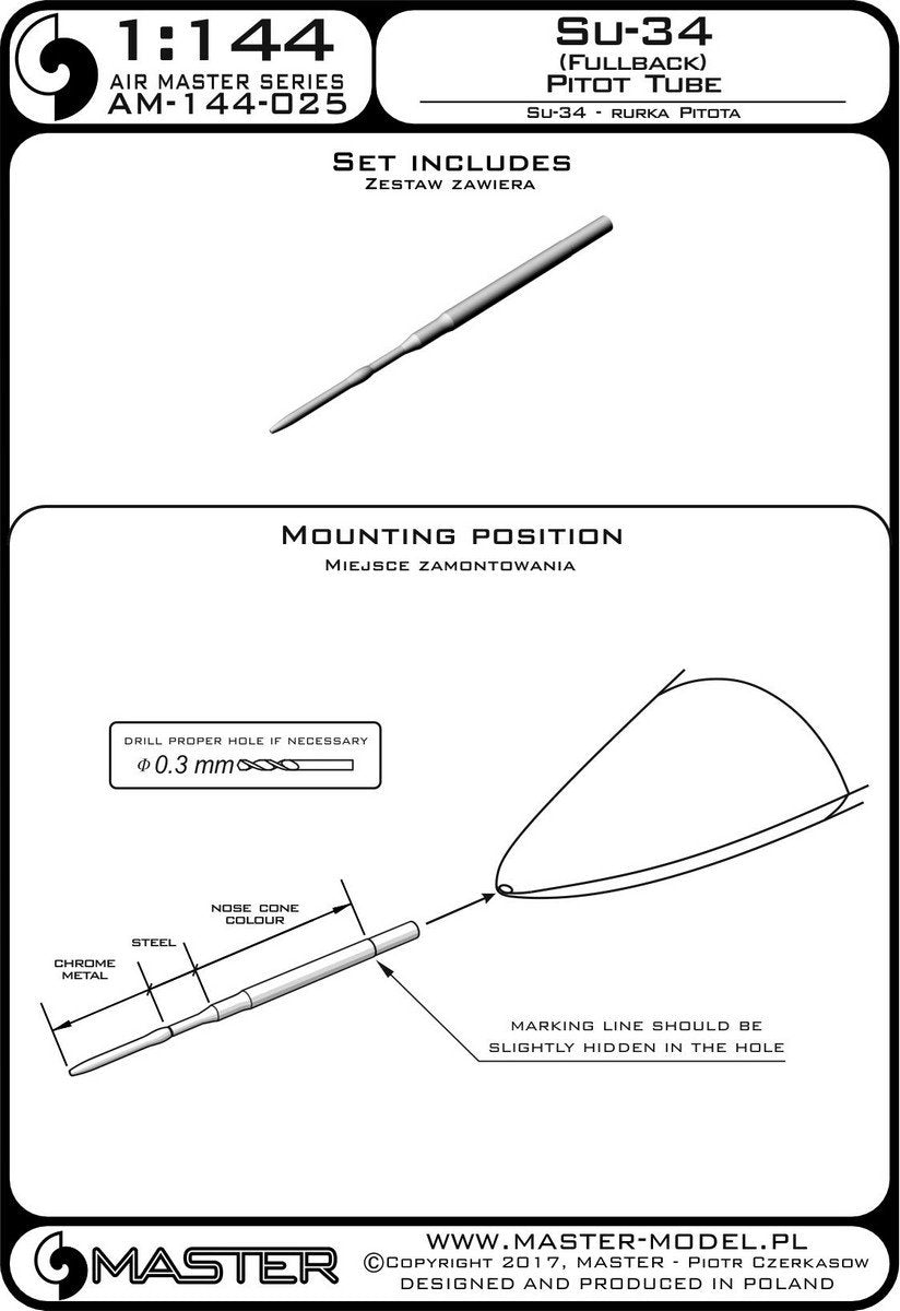 Master AM-144-025 Su-34 (Fullback) Pitot tube 1/144 – image 3