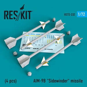 RESKIT RS72-0232 AIM-9B &amp;quot;Sidewinder&amp;quot; missile (4 PCS) 1/72