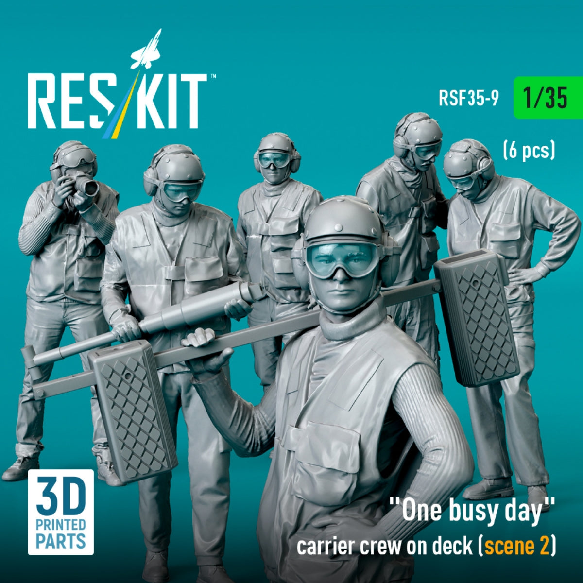 RESKIT RSF35-0009 "One busy day" carrier crew on deck (scene 2) (6 pcs) (3D Printed) 1/35