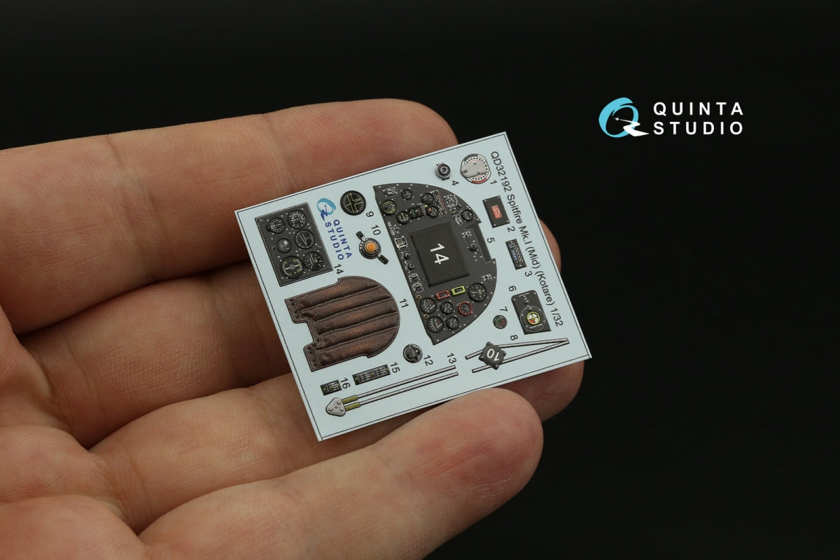 Quinta Studio QD32192 Spitfire Mk.1 (Mid) 3D-Printed &amp;amp; coloured Interior on decal paper (Kotare) 1/32 – zdjęcie 4