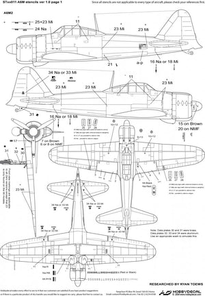 HobbyDecal ST48011V2 A6M Zero Stencils ver 2 1/48 – immagine 2