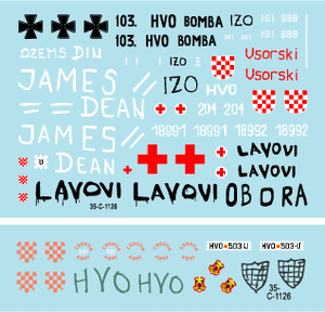 Star Decals 35-C1126 HVO (Croat). M-84, BRDM-2 2S1 Gvosdika, M-60P, M53/70 Praga, VW T3 1/35 – zdjęcie 3