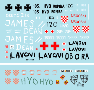 Star Decals 35-C1126 HVO (Croat). M-84, BRDM-2 2S1 Gvosdika, M-60P, M53/70 Praga, VW T3 1/35 – zdjęcie 3