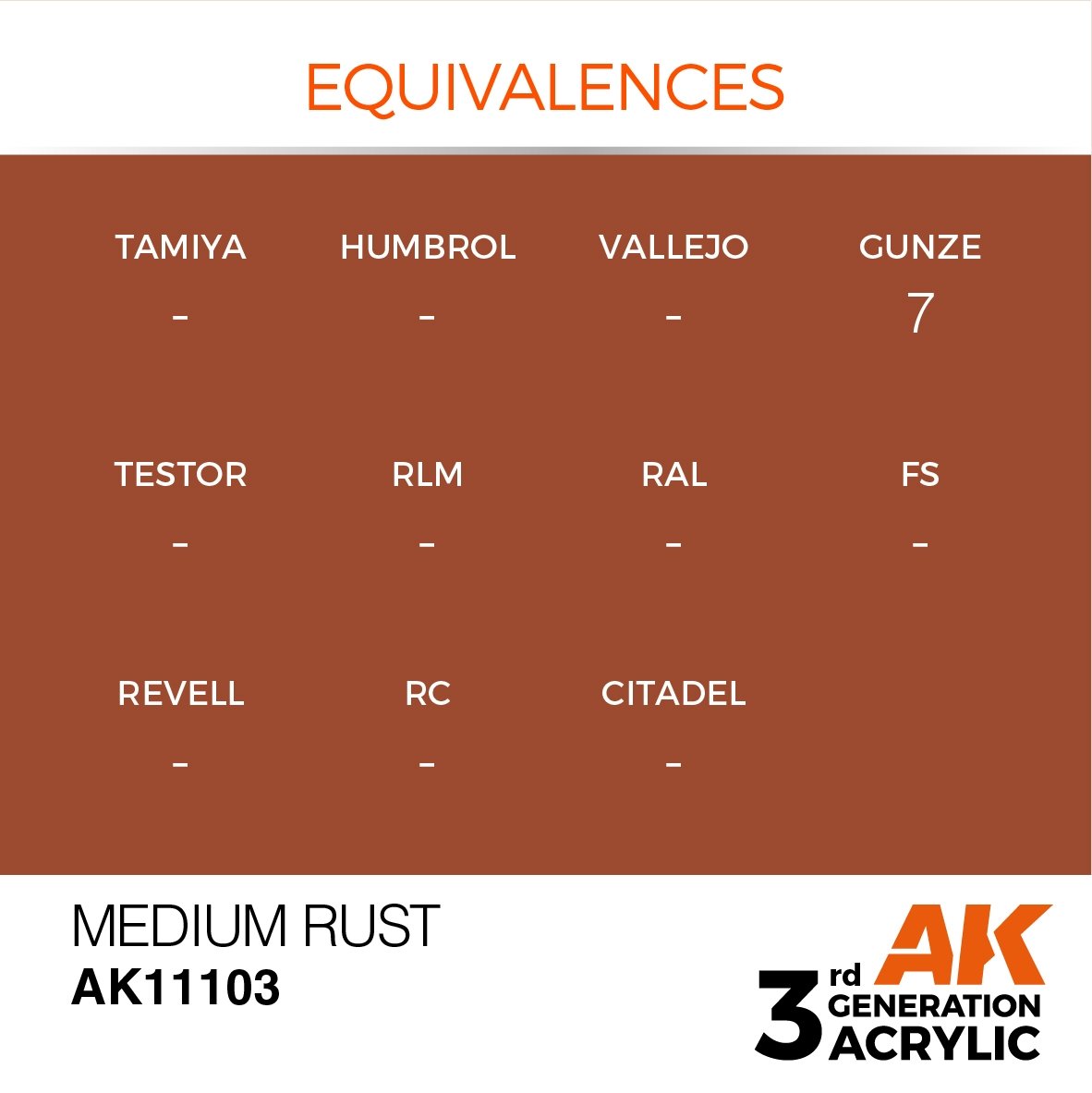 AK Interactive AK11103 MEDIUM RUST – STANDARD 17ml – zdjęcie 3