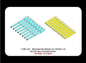 Aber 350L-42 Set of barrels 203mm x 8; 127mm x 12 for Japan Navy Saratoga, Lexington 1/350 – zdjęcie 5
