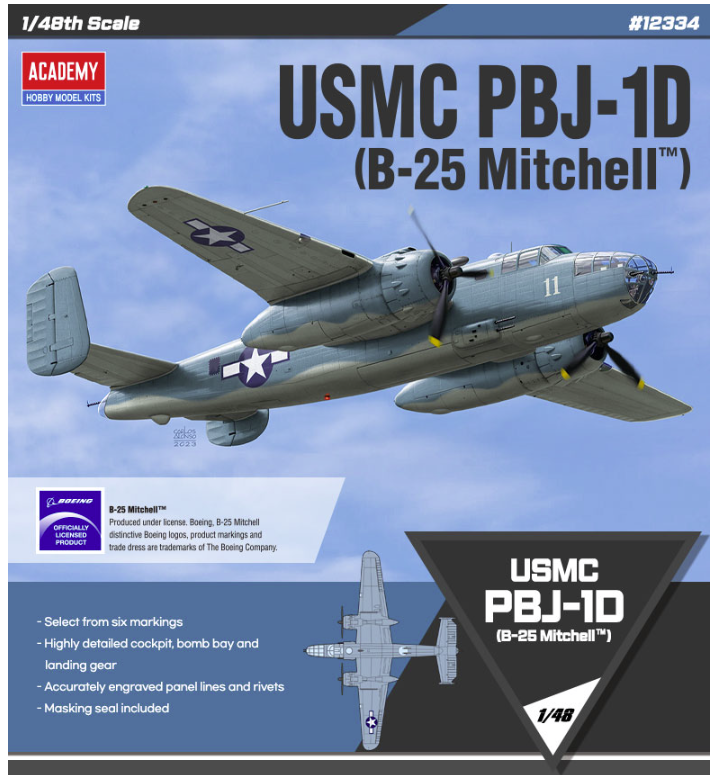 Academy 12334 USMC PBJ-1D B-25 Mitchell 1/48 – zdjęcie 4