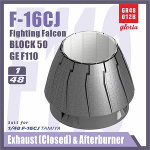 Gloria GR48012B F-16CJ F110-GE Exhaust Nozzle &amp;amp; Afterburner CLOSED TAMIYA 1/48