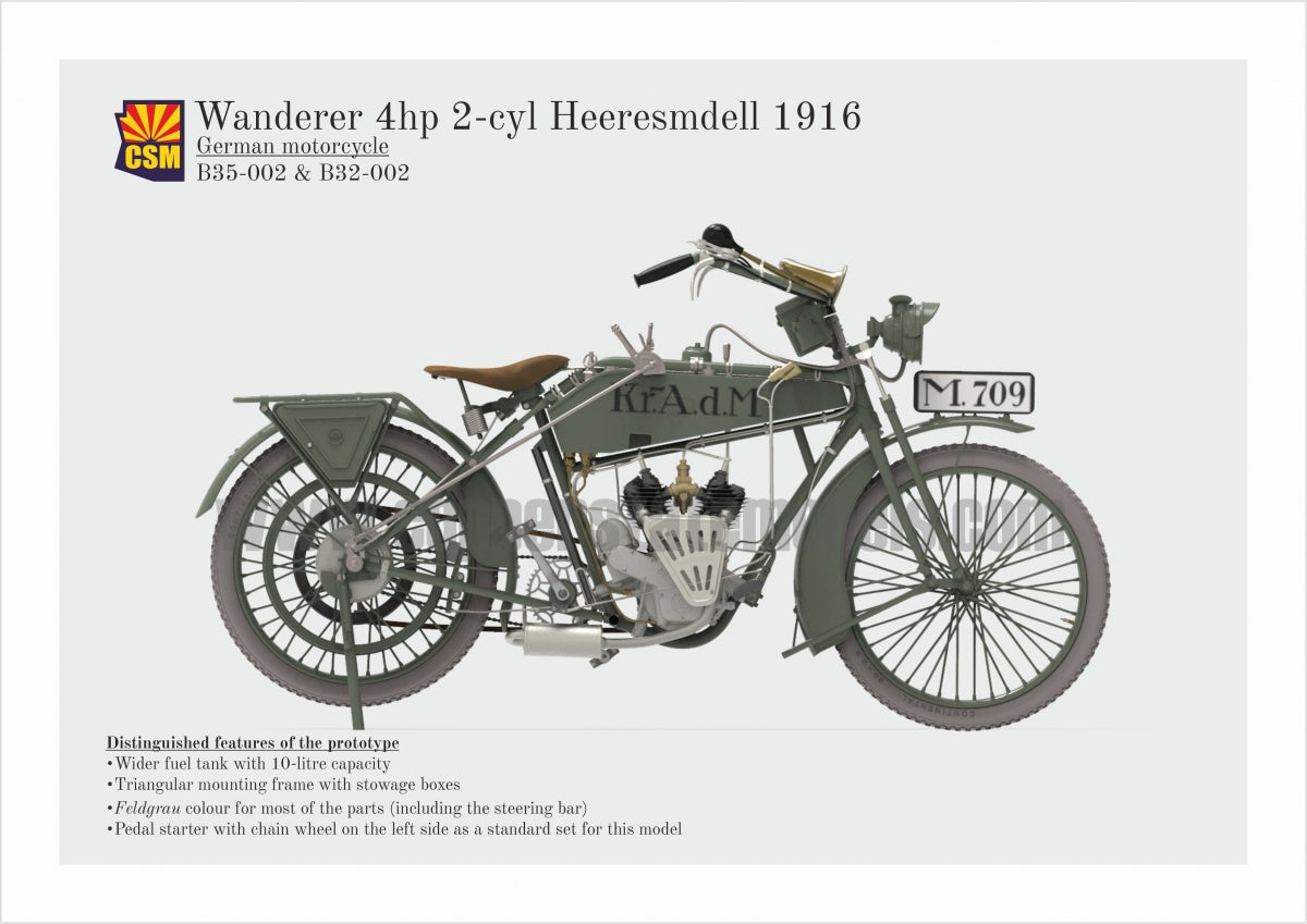Copper State Models B32-002 Wanderer 4PS 1916 Motorcycle 1/32 – zdjęcie 6