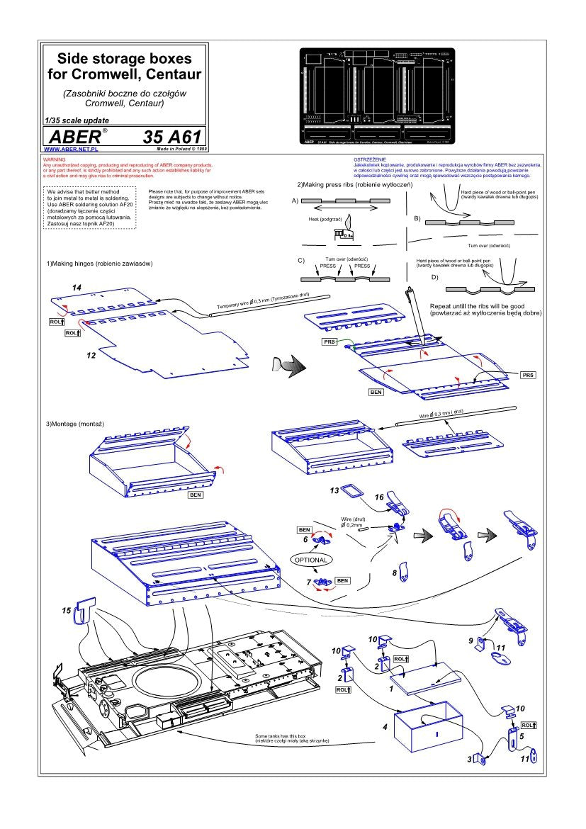 Aber 35A061 Zasobniki boczne do Cromwella, Centaura 1/35 – zdjęcie 4