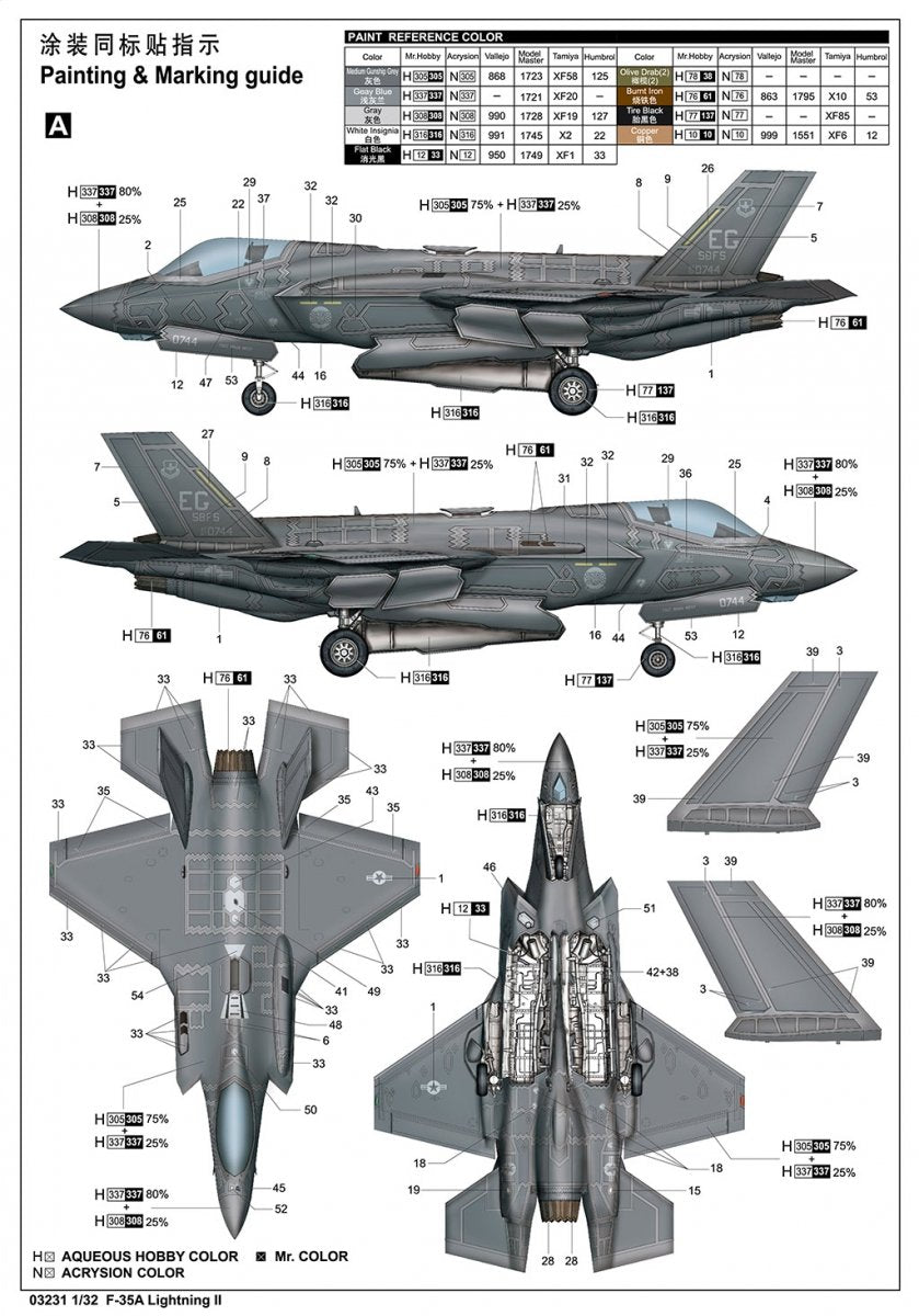 Trumpeter 03231 F-35A Lightning II 1/32 – zdjęcie 4