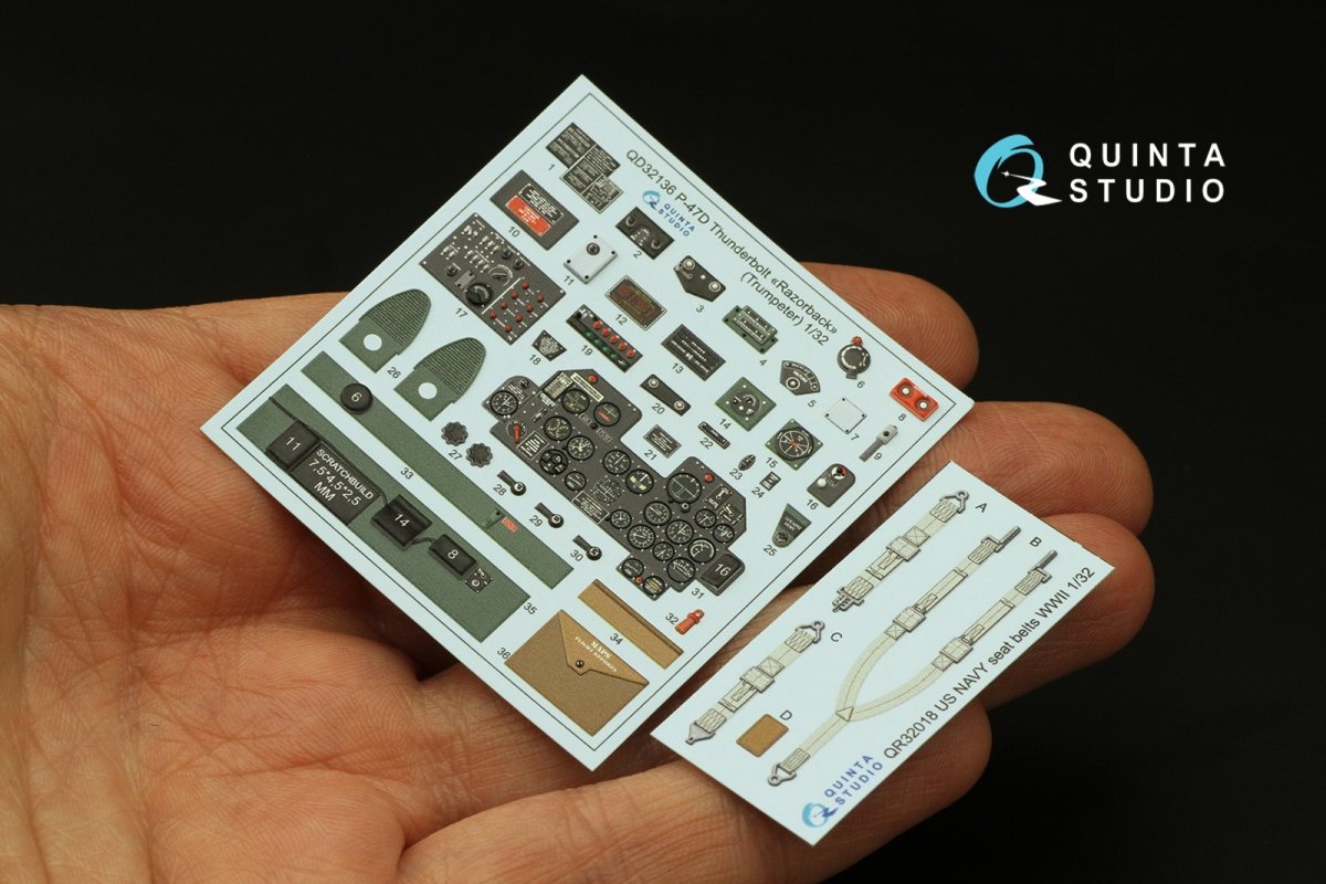 Quinta Studio QD32136 P-47D Razorback 3D-Printed &amp;amp; coloured Interior on decal paper (Trumpeter) 1/32 – zdjęcie 4