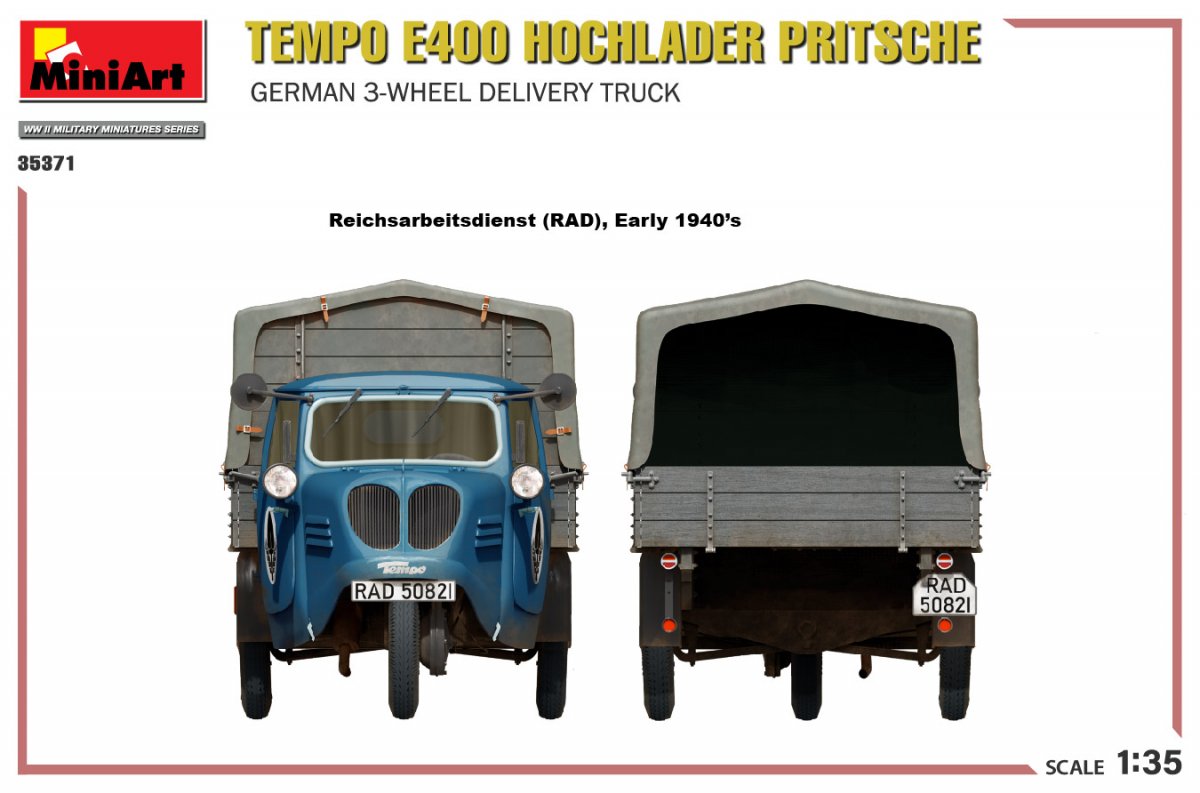 MiniArt 35371 Tempo E400 Hochlader Pritsche German 3-wheel delivery truck 1/35 – zdjęcie 13