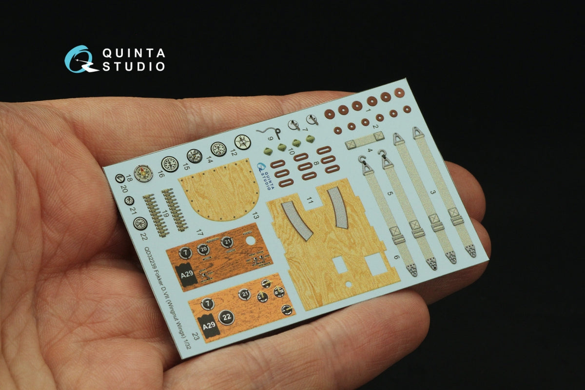 Quinta Studio QD32239 Fokker D.VII 3D-Printed &amp;amp; colored Interior on decal paper (Wingnut Wings) 1/32 – image 2