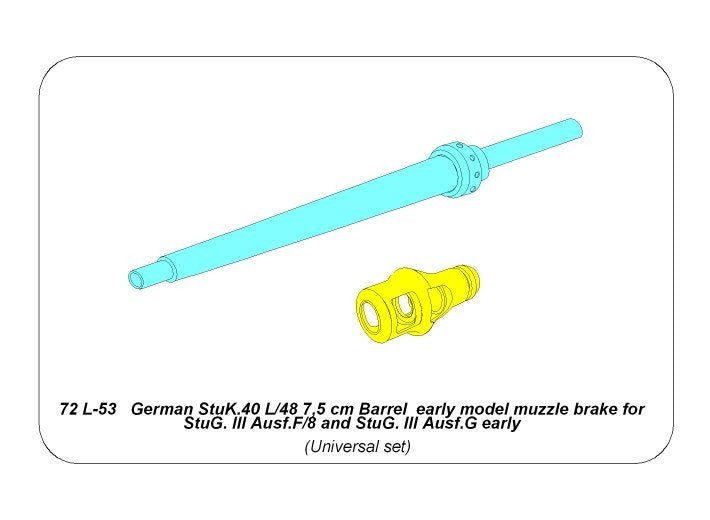 Aber 72L-53 German StuK.40 L/48 7.5 cm Barrel early model muzzle brake for StuG. III Ausf.F/8 and StuG. III Ausf.G early 1/72 – image 10