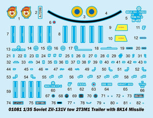 Trumpeter 01081 Soviet Zil-131V tow 2T3M1 Trailer with 8K14 Missil 1/35 – zdjęcie 4