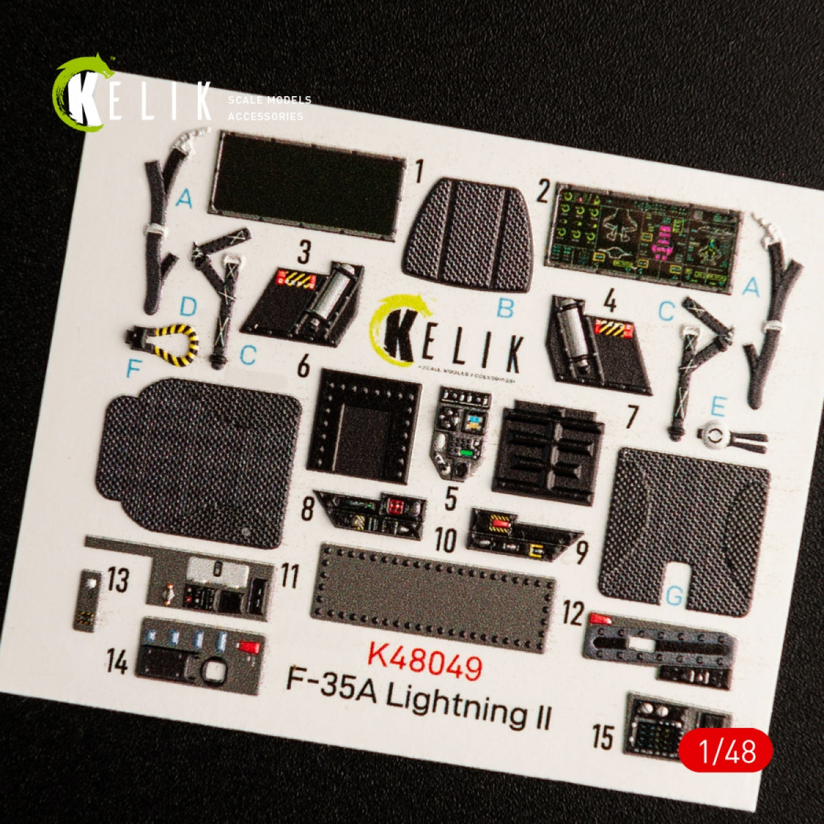 KELIK K48049 F-35A LIGHTNING II INTERIOR 3D DECALS FOR MENG KIT 1/48 – image 2