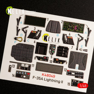 KELIK K48049 F-35A LIGHTNING II INTERIOR 3D DECALS FOR MENG KIT 1/48 – image 2