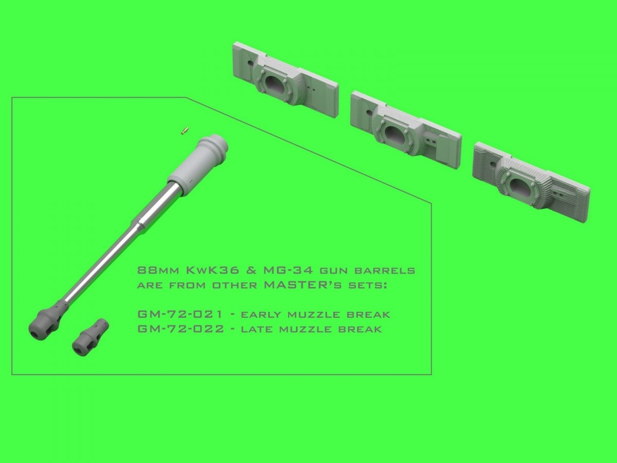 Master GM-72-023 PzKpfw VI Tiger I - gun mantlets - 3 optional types - to be used with gun barrels from sets GM-72-021 and GM-72-022 1/72 – zdjęcie 2