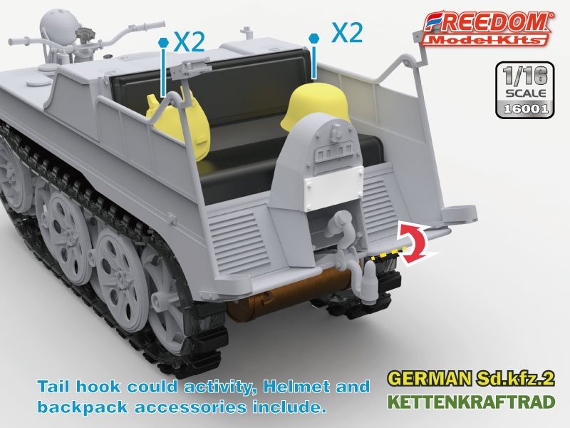 Freedom 16001 Sd.Kfz. 2 Kettenkraftrad Typ HK 101 1/16 – zdjęcie 3