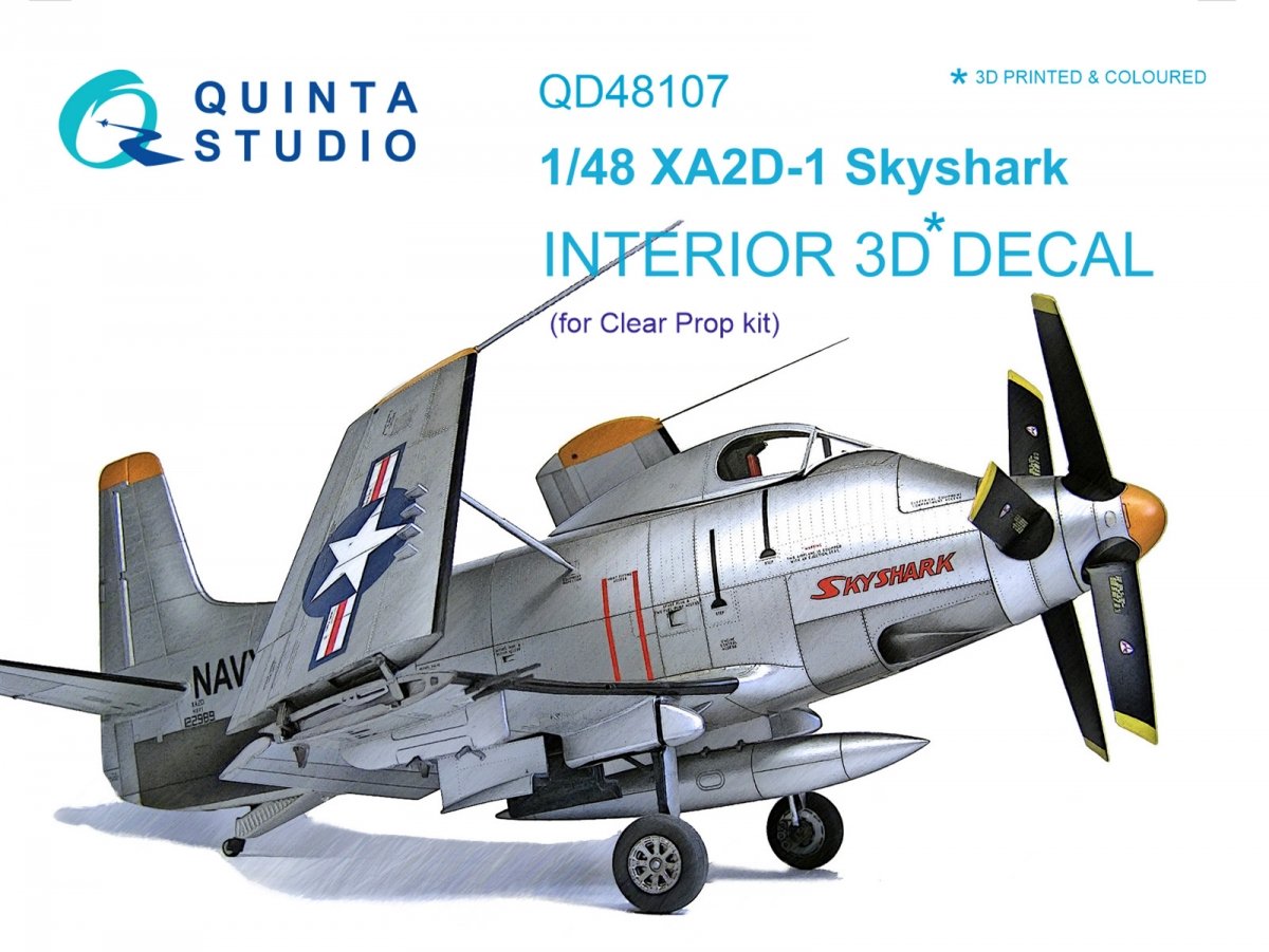 Quinta Studio QD48107 XA2D-1 3D-Printed & coloured Interior on decal paper (for Clear Prop kit) 1/48